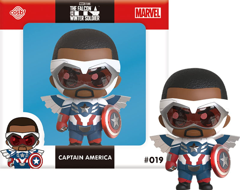 COSBY Marvel Collection CBX048 TV Drama Falcon & Winter Soldier Captain America #019 Non-Scale Figure, Blue, Approximately 3.1 inches (8 cm) Tall Captain America (Sam Wilson)