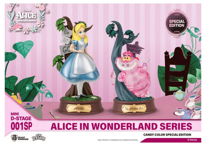 Beast Kingdom MINI D STAGE - DISNEY ALICE IN WONDERLAND ALICE AND CHESHIRE CAT CANDY COLOR SPECIAL EDITION SET