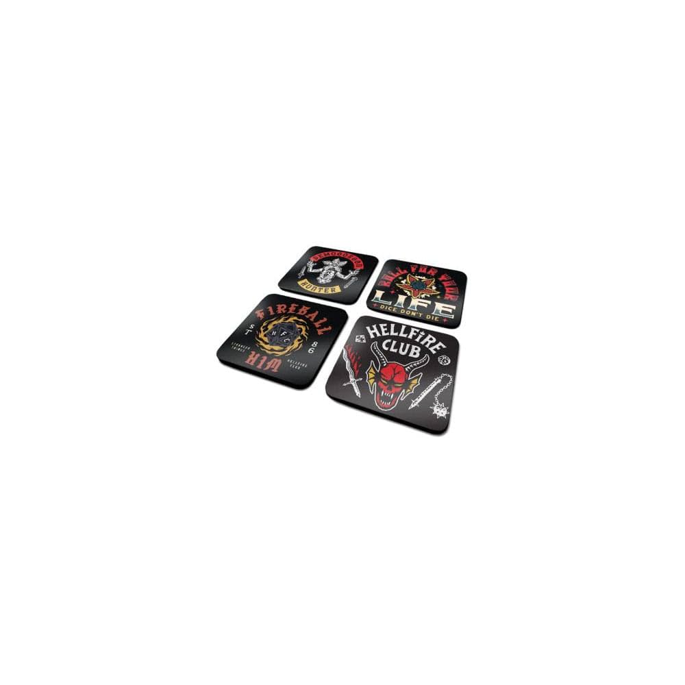 Pyramid International Stranger Things Coaster Set (Hellfire Club Design) Coasters Set of 4 Cork Coasters and Stranger Things Gifts - Official Stranger Things Merchandise, Brown