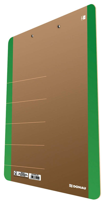 Cardboard Clipoard DONAU Life A4 with a Clip Green/Document Archiving/Type-A4 Board/Kind-Without Cover/Material-Cardboard/Colour-Green/Format-A4 / Weight (g/m2)-900 / Cardboard (mm)-1,8 zielony clipboard