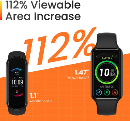Amazfit Band 7 Activity Fitness Tracker, Always-on Display Smart Watch, Up to 18-Day Battery Life, 24H Heart Rate & SpO₂ Monitoring, 5 ATM Water Resistant, 120 Sports Modes, Alexa Built-in, Black Band 7 Black