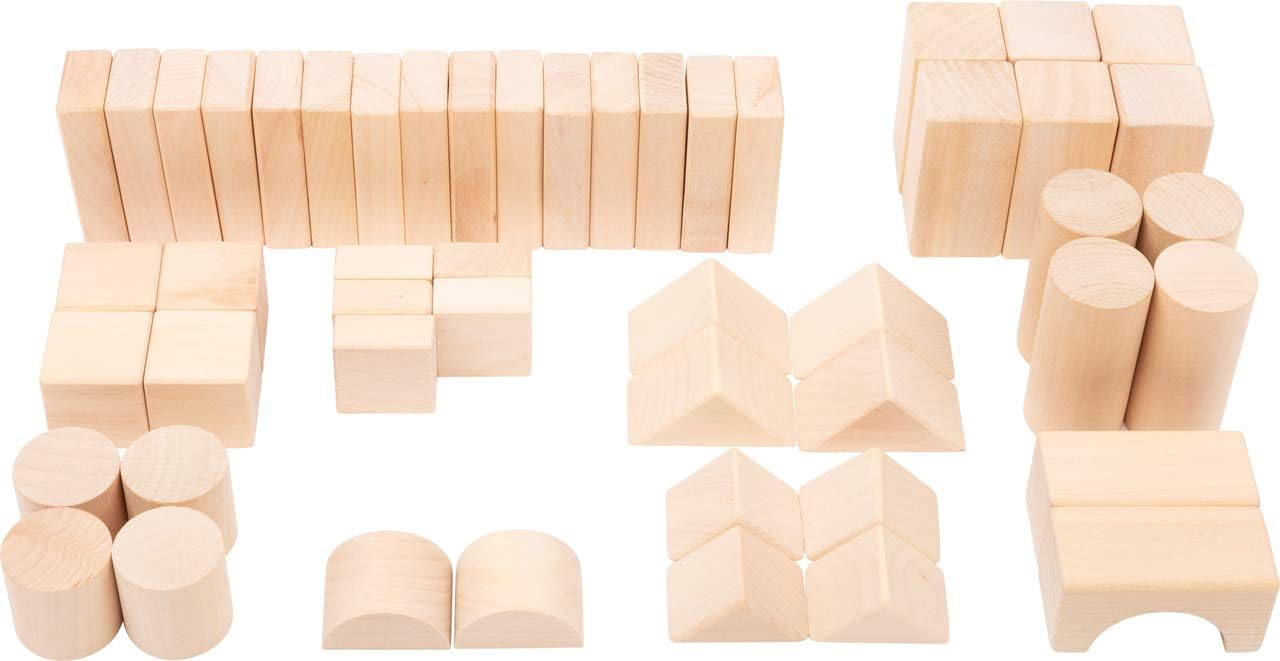 Small Foot 11396 Natural Wooden Blocks, made of wood, FSC 100%-certified, a stable building set Toys, Multicolored