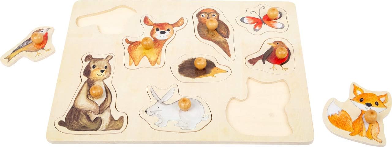 Small Foot 11499 Forest Puzzle Made of Wood with Cute Animal Motifs, for Ages 12 Months and up Toys, Multicolored