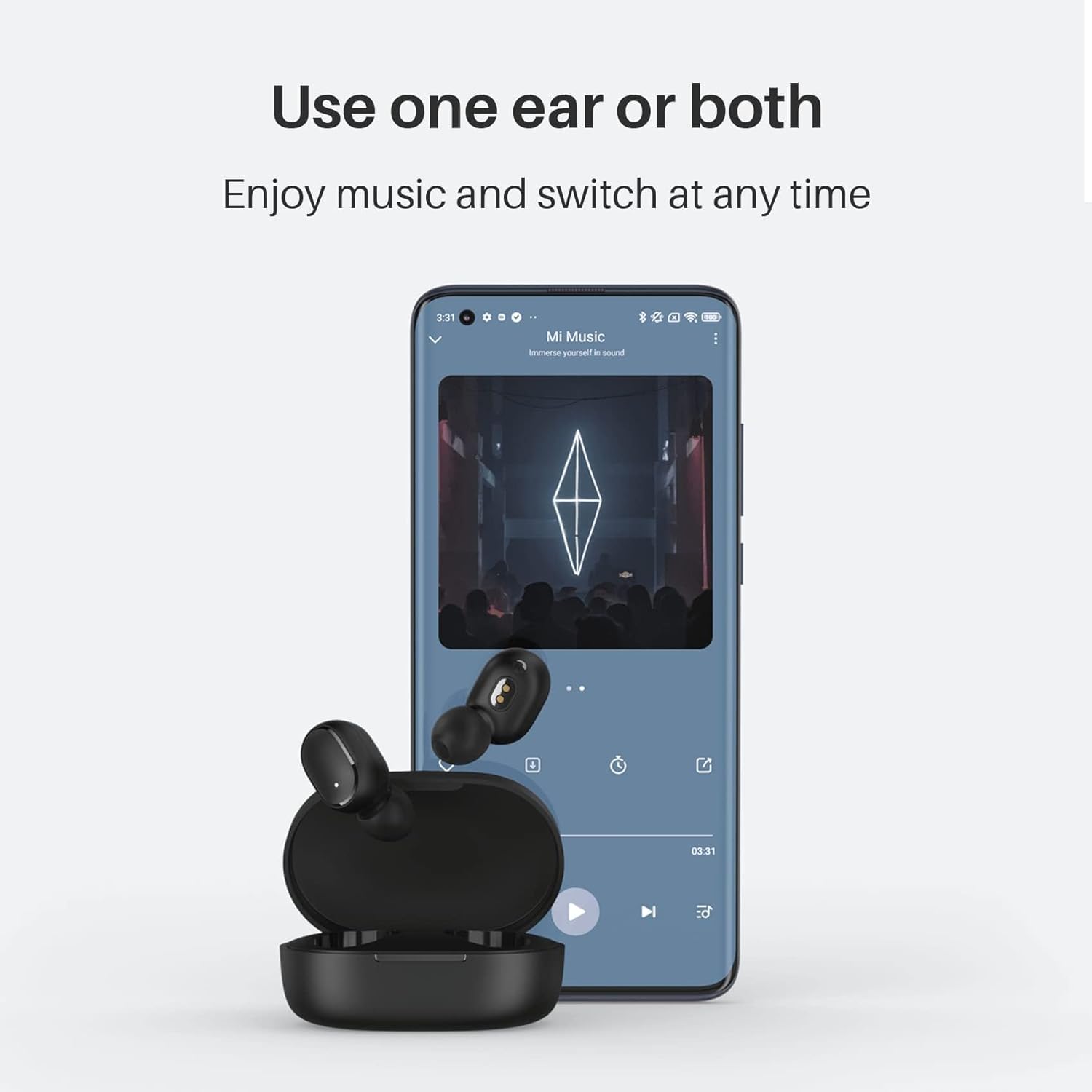 Xiaomi Redmi Buds Essential, HD Sound Quality, Bluetooth 5.2, 18 Hour Battery Life, IPX4 Water Resistance, Mono/Stereo Mode, Game Mode, Clear Call (Black) Black/White