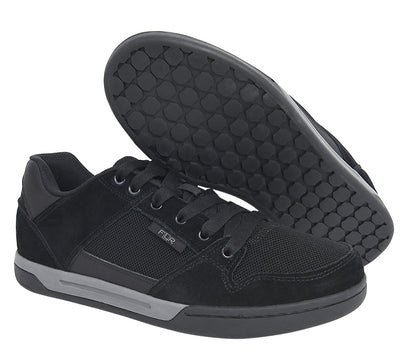 FLR Congo Suede Leather Flat Line Shoe in Black - Size 42