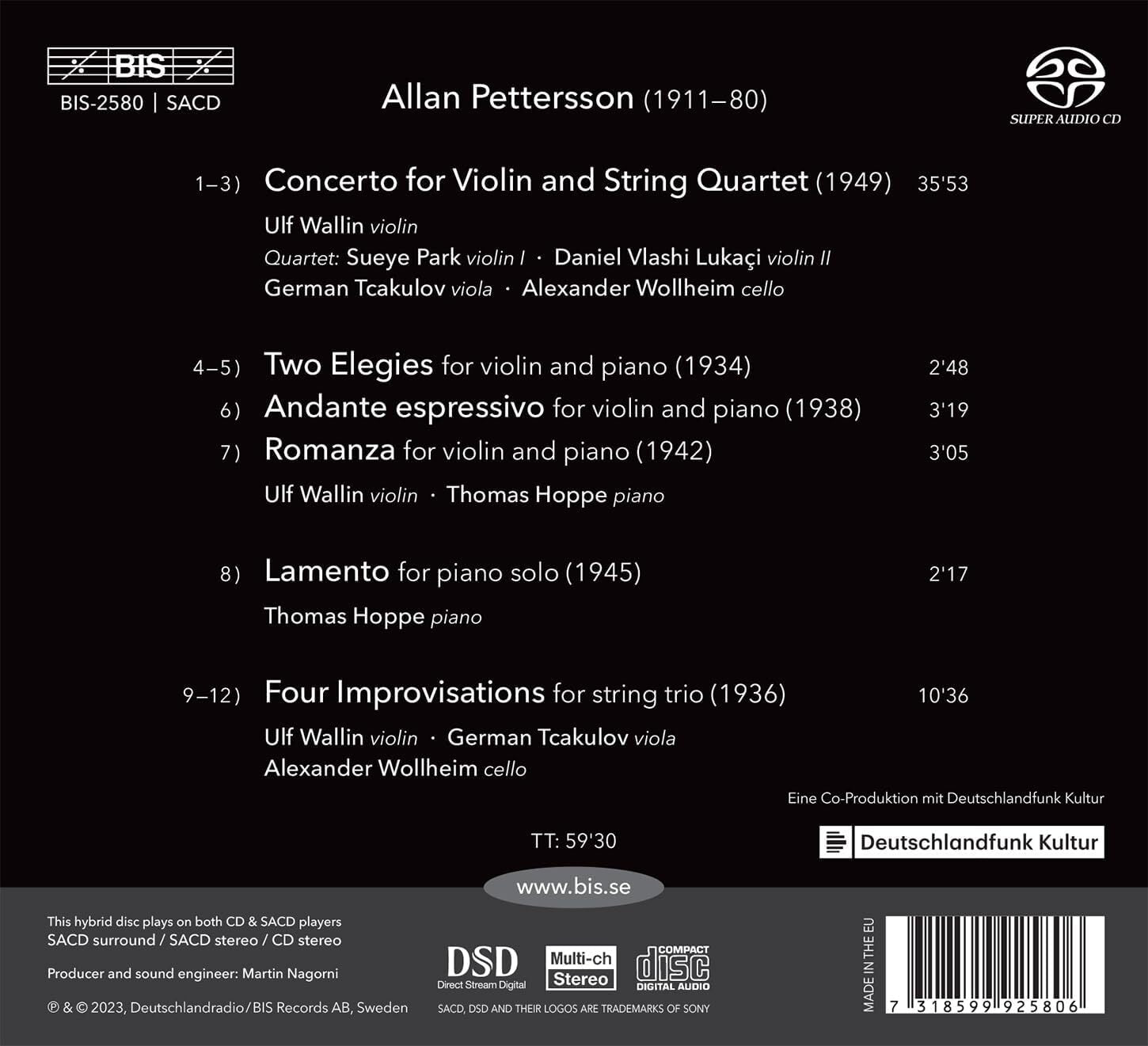 Allan Pettersson: Concerto for Violin and String Quartet/...