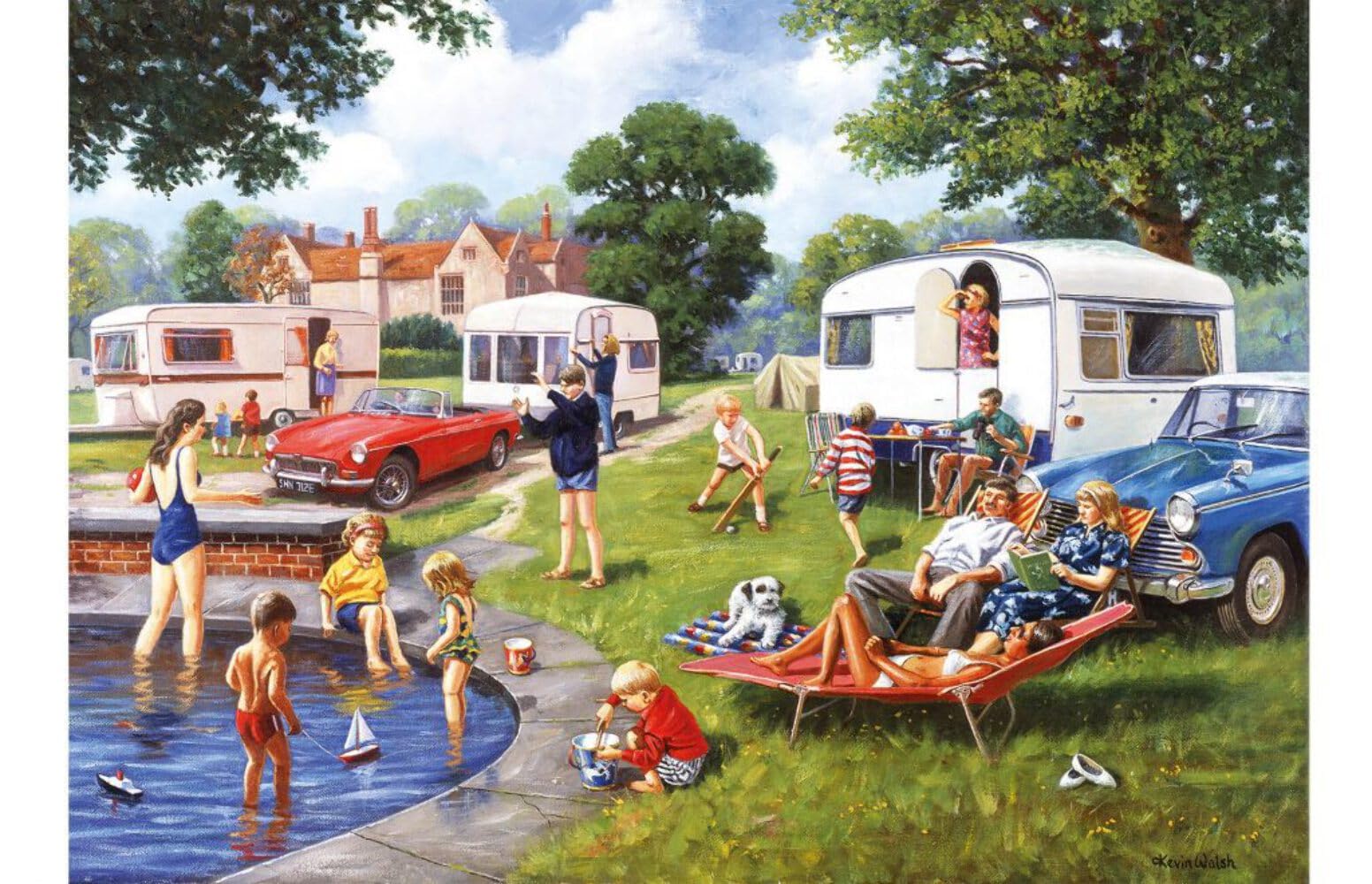 Walsh-K33014 Festiva Kevin Walsh Nostalgia Caravan Holiday-Rompecabezas de 1000 Piezas (Kidicraft K33014