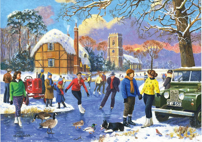 Kevin Walsh Christmas Collection Skating By The Church 1000 Piece Jigsaw Puzzle
