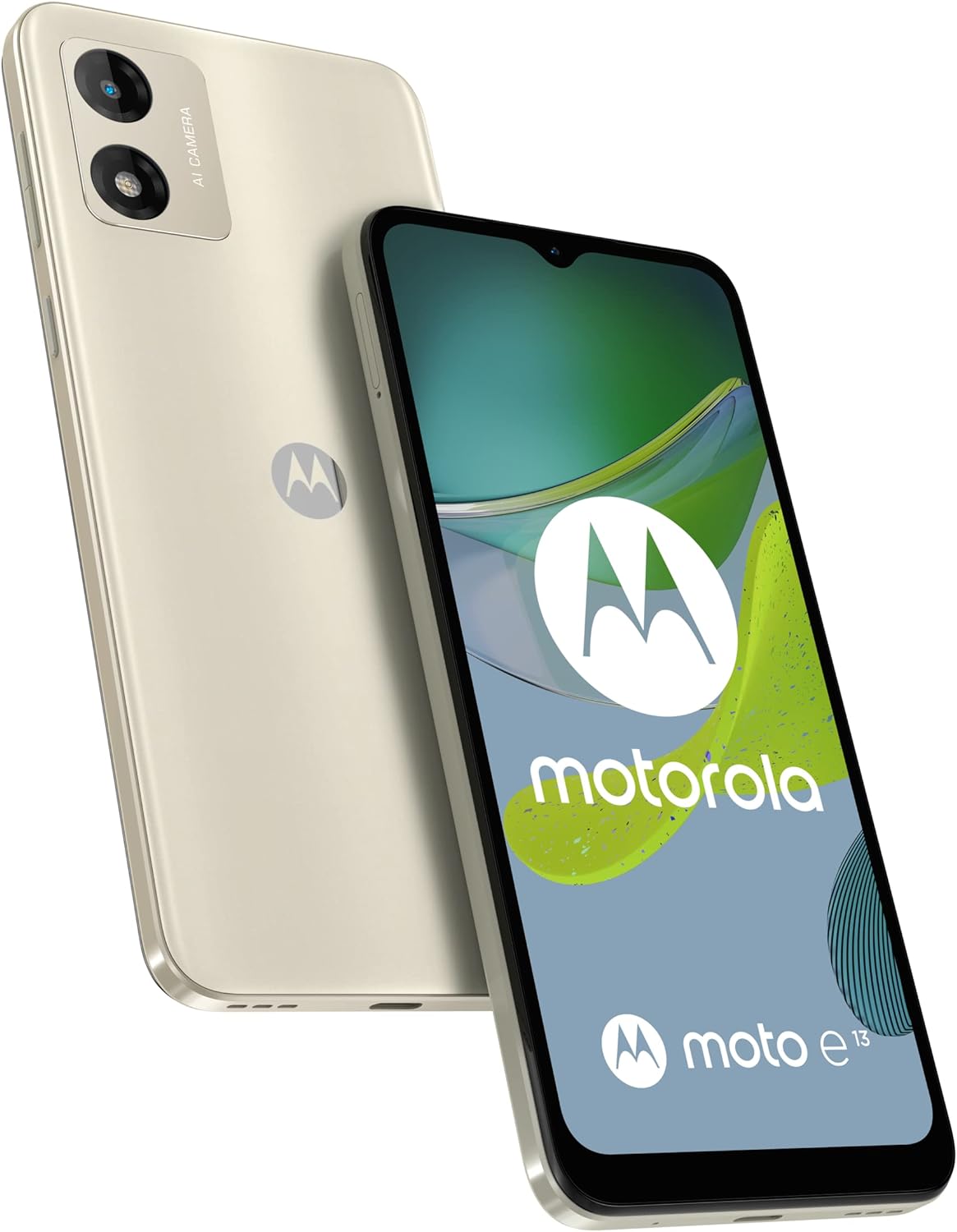 Motorola Motorcycle e13 (5000mAh Battery, Dolby Atmos Stereo Speakers, 13 MP, 2/64 GB, Expandable, Display 6.5 Inch HD+, Dual SIM, Android 13), Creamy White