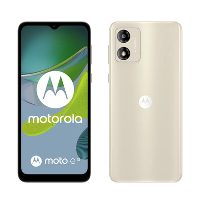 Motorola Motorcycle e13 (5000mAh Battery, Dolby Atmos Stereo Speakers, 13 MP, 2/64 GB, Expandable, Display 6.5 Inch HD+, Dual SIM, Android 13), Creamy White