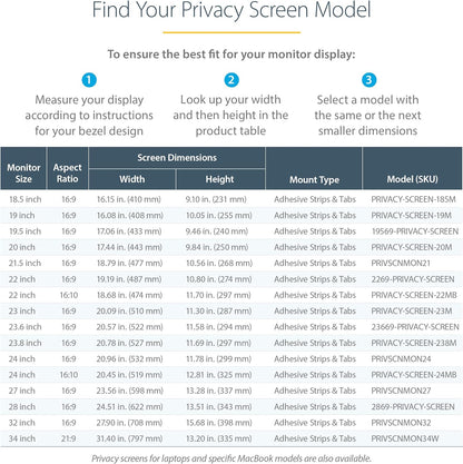 StarTech.com 28-inch 16:9 Computer Monitor Privacy Filter, Anti-Glare Privacy Screen w/51% Blue Light Reduction, Monitor Screen Protector w/+/- 30 Deg. Viewing Angle (2869-PRIVACY-SCREEN
