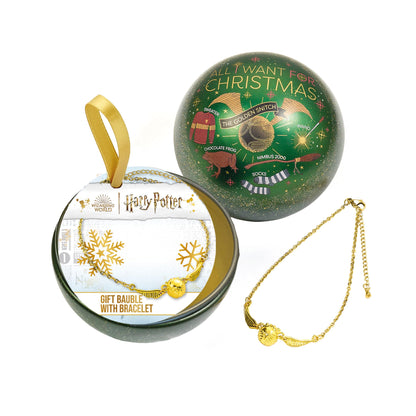 Harry Potter Goldener Schnatz in Weihnachtskugel Frauen Armband goldfarben