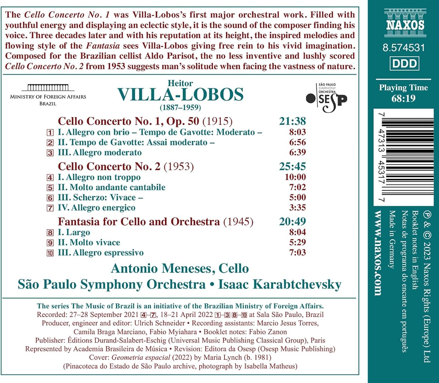Heitor Villa-Lobos: Cello Concertos Nos. 1 and 2
