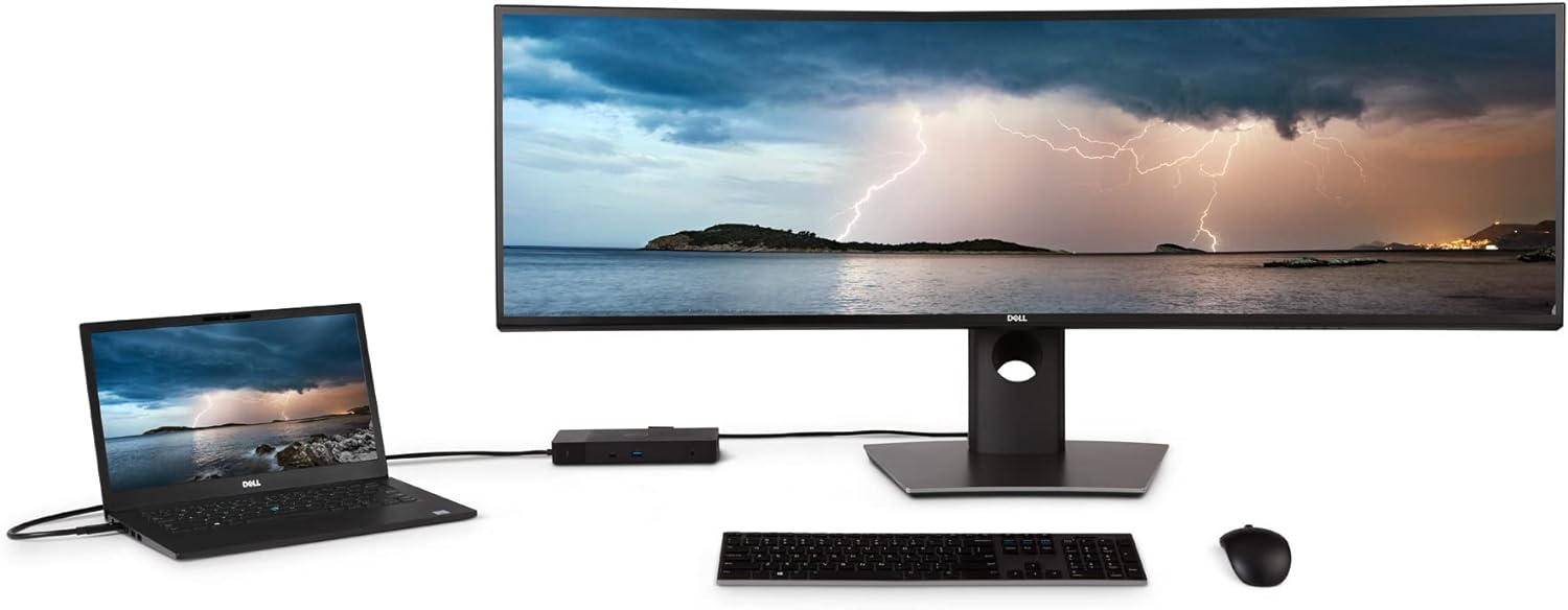 Dell WD19TB Thunderbolt Dock, USB 3.1, Type-C, Display Port, HDMI, 6 USB Ports, Gigabit Ethernet, Thunderbolt 3, No power adapter