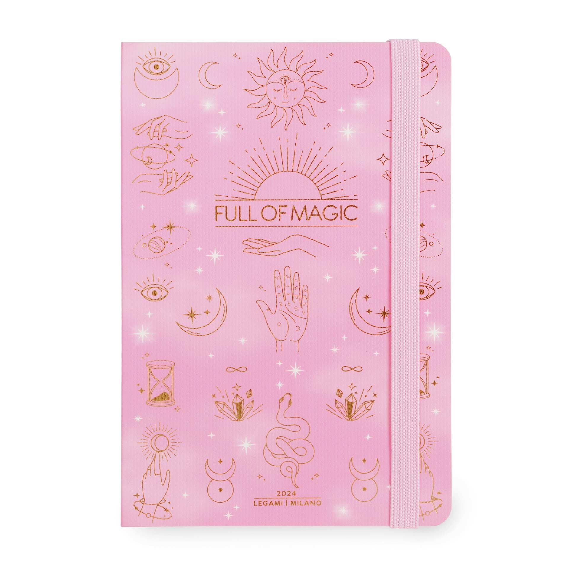 Legami - Medium Weekly Diary with Notebook, 12 Months, January 2024 December 2024, Week Detail on Left Page, Writing Space on Right Page, 12x18 cm, Magic Theme