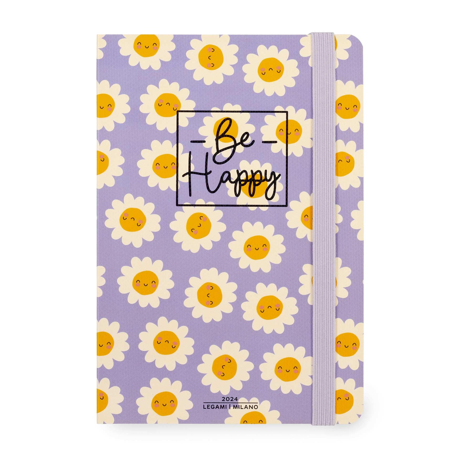 Legami - Medium Weekly Diary with Notebook, 12 Months, January 2024 December 2024, Week Detail on Left Page, Writing Space on Right Page, 12x18 cm, Daisy Theme