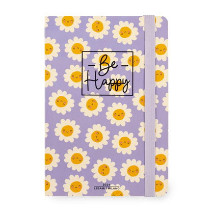 Legami - Medium Weekly Diary with Notebook, 12 Months, January 2024 December 2024, Week Detail on Left Page, Writing Space on Right Page, 12x18 cm, Daisy Theme