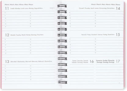 Legami - Spiral Weekly Diary Small, 12 Months, from January 2024 to December 2024, Folding Planner 2024/2025, Elastic Closure, Final Pocket, Address Book, 8.5x13 cm, Cherry Theme