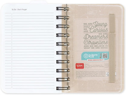 Legami - Small Spiral Daily Diary, 12 Months, from January 2024 to December 2024, Folding Planner 2024/2025, Elastic Closure, Final Pocket, Address Book, 8.5x13 cm, Travel Theme
