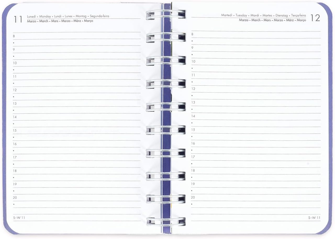 Legami - Small Spiral Daily Diary, 12 Months, from January 2024 to December 2024, Folding Planner 2024/2025, Elastic Closure, Final Pocket, Address Book, 8.5x13 cm, Lemon Theme