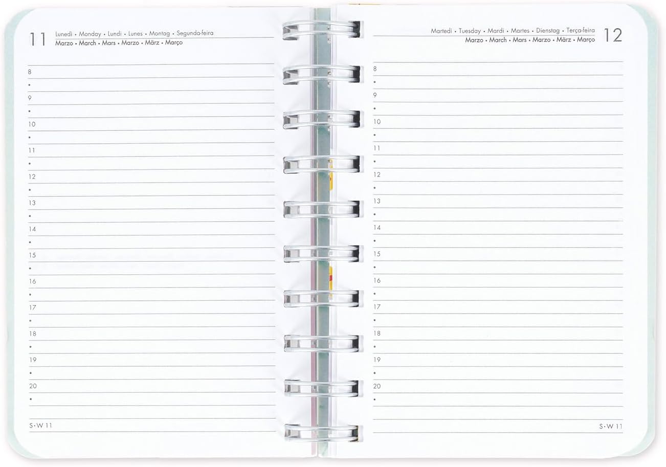 Legami - Small Spiral Daily Diary, 12 Months, from January 2024 to December 2024, Folding Planner 2024/2025, Elastic Closure, Final Pocket, Address Book, 8.5x13 cm, Egg Theme