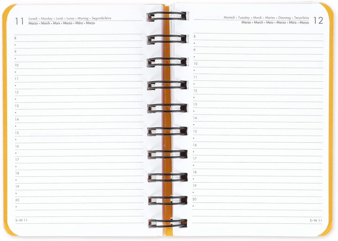 Legami - Small Spiral Daily Diary, 12 Months, from January 2024 to December 2024, Folding Planner 2024/2025, Elastic Closure, Final Pocket, Address Book, 8.5x13 cm, Daisy Theme
