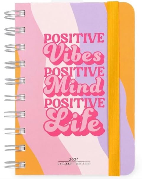 Legami - Large Spiral Weekly Calendar, 12 Months, from January 2024 to December 2024, Folding Planner 2024/2025, Elastic Closure, Final Pocket, Address Book, 15x21 cm, Waves Theme WAVES file