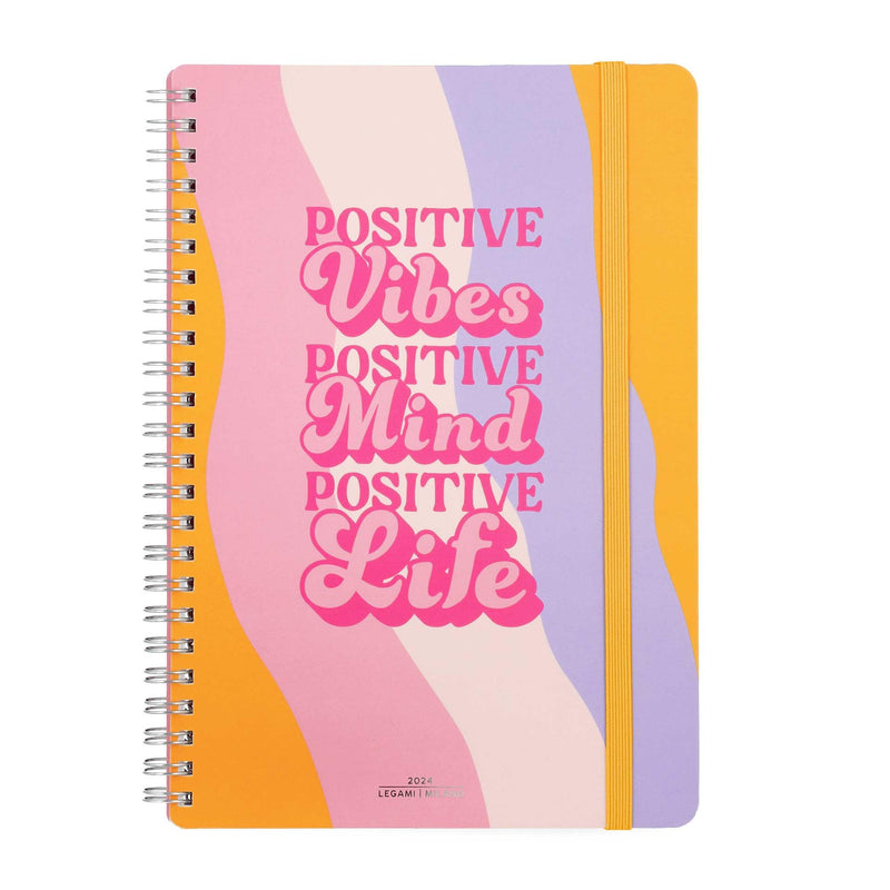 Legami - Large Spiral Weekly Calendar, 12 Months, from January 2024 to December 2024, Folding Planner 2024/2025, Elastic Closure, Final Pocket, Address Book, 15x21 cm, Waves Theme WAVES file