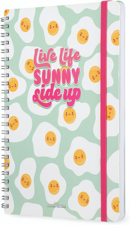 Legami - Large Spiral Weekly Calendar, 12 Months, from January 2024 to December 2024, Folding Planner 2024/2025, Elastic Closure, Final Pocket, Address Book, 15x21 cm, Egg Theme EGG files
