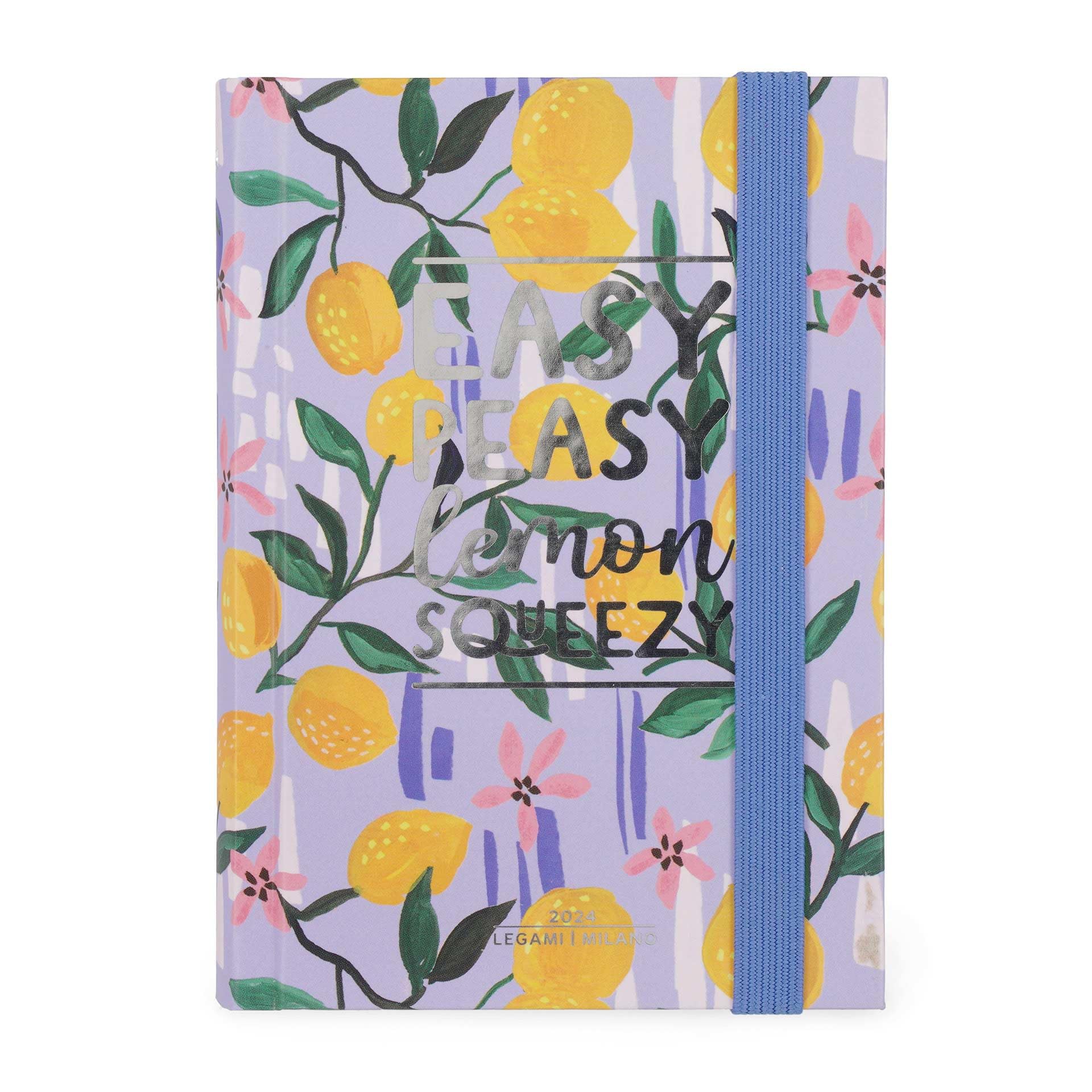 Legami - Small 12 Month Photo Agenda from January 2024 to December 2024, Elastic Closure, Monthly Planner January 2025, Final Pocket, Address Book, 9.5x13.5 cm, Lemon Theme