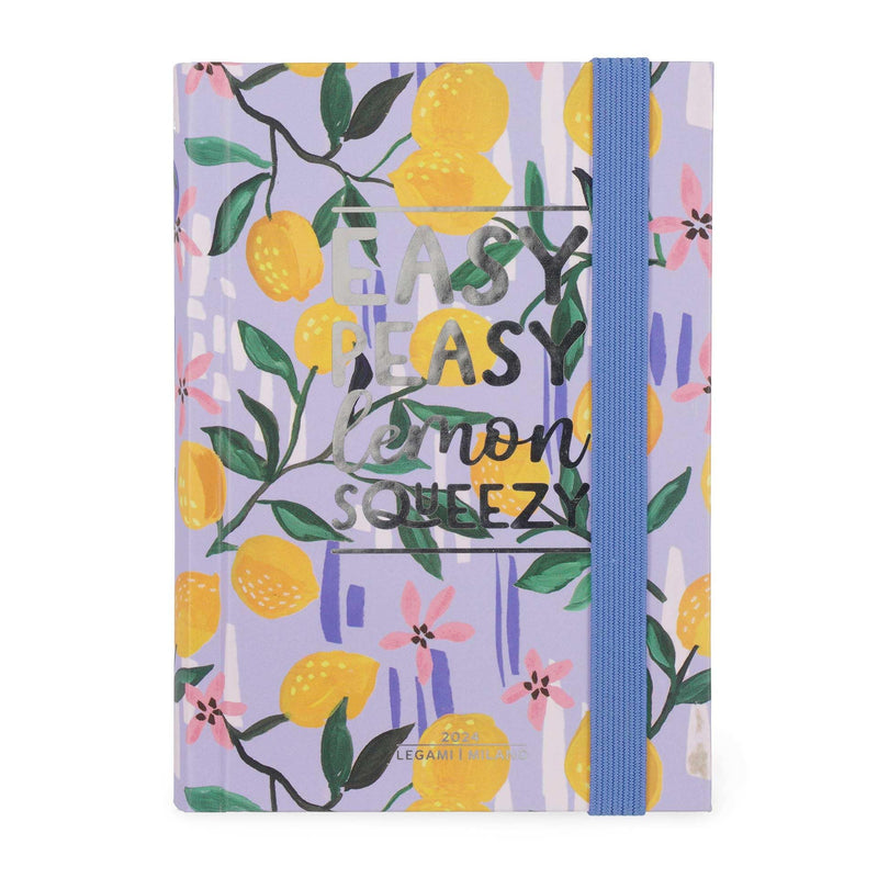Legami - Small 12 Month Photo Agenda from January 2024 to December 2024, Elastic Closure, Monthly Planner January 2025, Final Pocket, Address Book, 9.5x13.5 cm, Lemon Theme