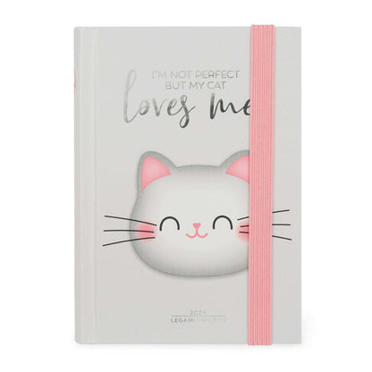 Legami - Small 12 Month Photo Diary from January 2024 to December 2024, Elastic Closure, Monthly Planner January 2025, Final Pocket, Address Book, 9.5x13.5 cm, Kitty Theme
