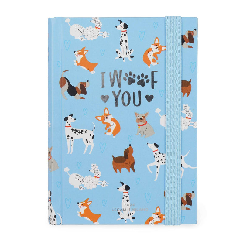 Legami - Small 12 Month Photo Diary from January 2024 to December 2024, Elastic Closure, Monthly Planner January 2025, Final Pocket, Address Book, 9.5x13.5 cm, Dogs Theme