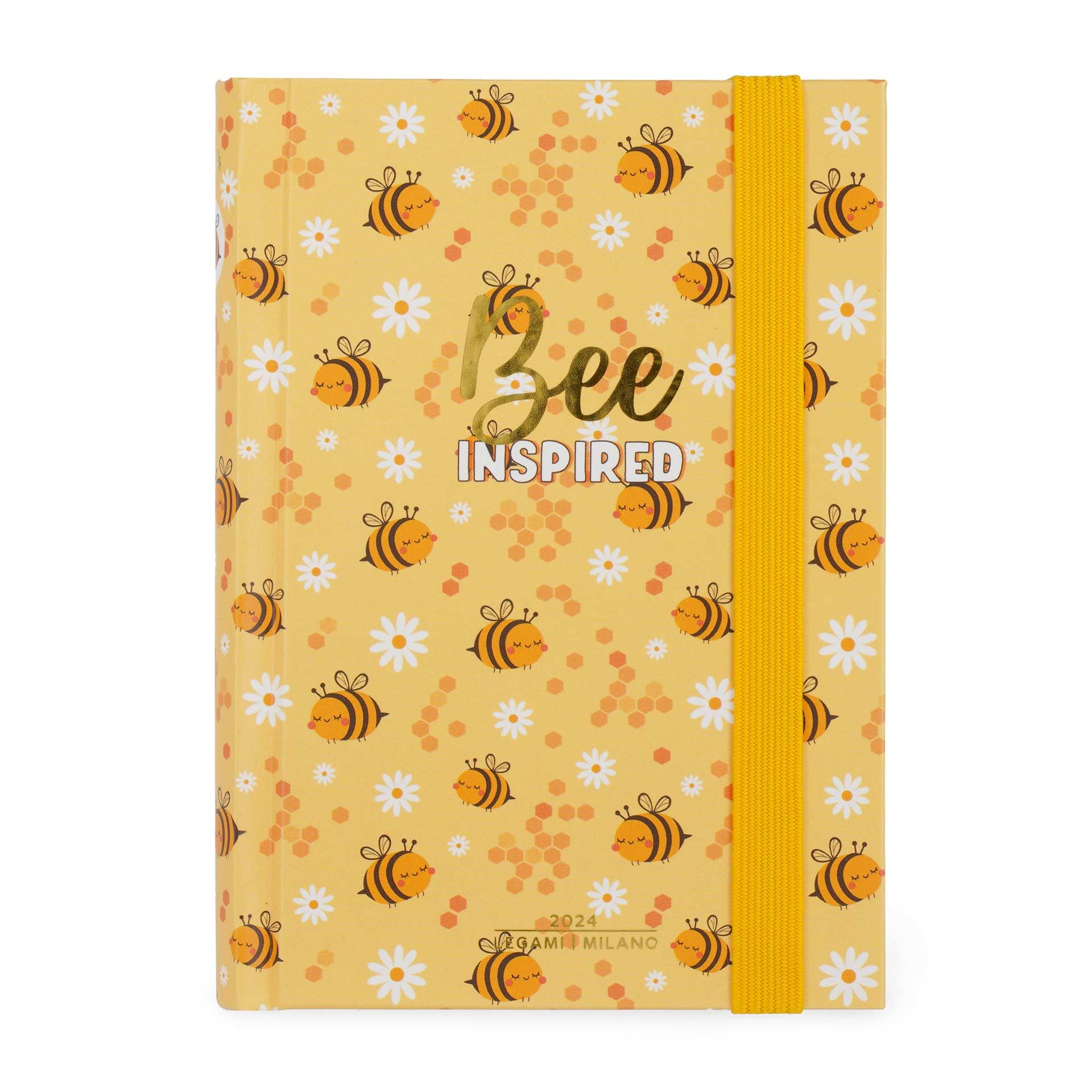 Legami - Small 12 Month Photo Agenda from January 2024 to December 2024, Elastic Closure, Monthly Planner January 2025, Final Pocket, Address Book, 9.5x13.5 cm, Bee Theme