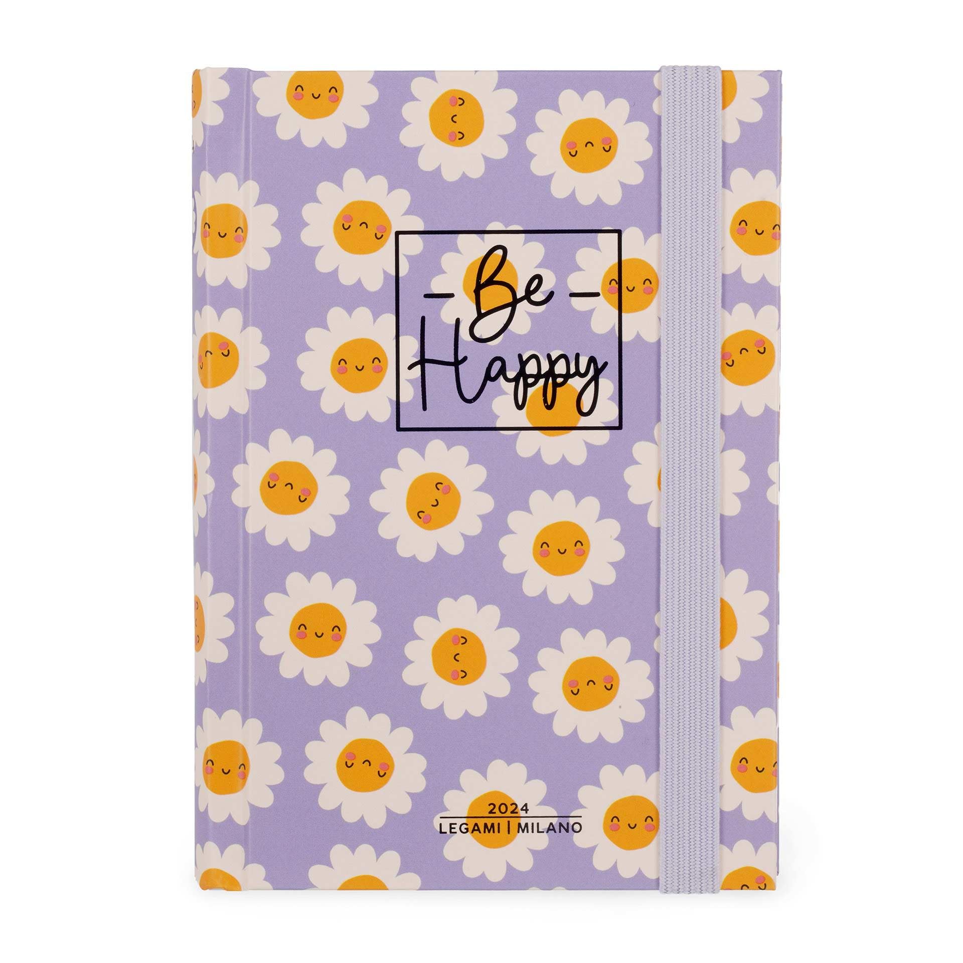 Legami - Small 12 Month Photo Agenda from January 2024 to December 2024, Elastic Closure, Monthly Planner January 2025, Final Pocket, Address Book, 9.5x13.5 cm, Daisy Theme