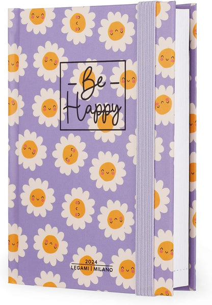 Legami - Small 12 Month Photo Agenda from January 2024 to December 2024, Elastic Closure, Monthly Planner January 2025, Final Pocket, Address Book, 9.5x13.5 cm, Daisy Theme