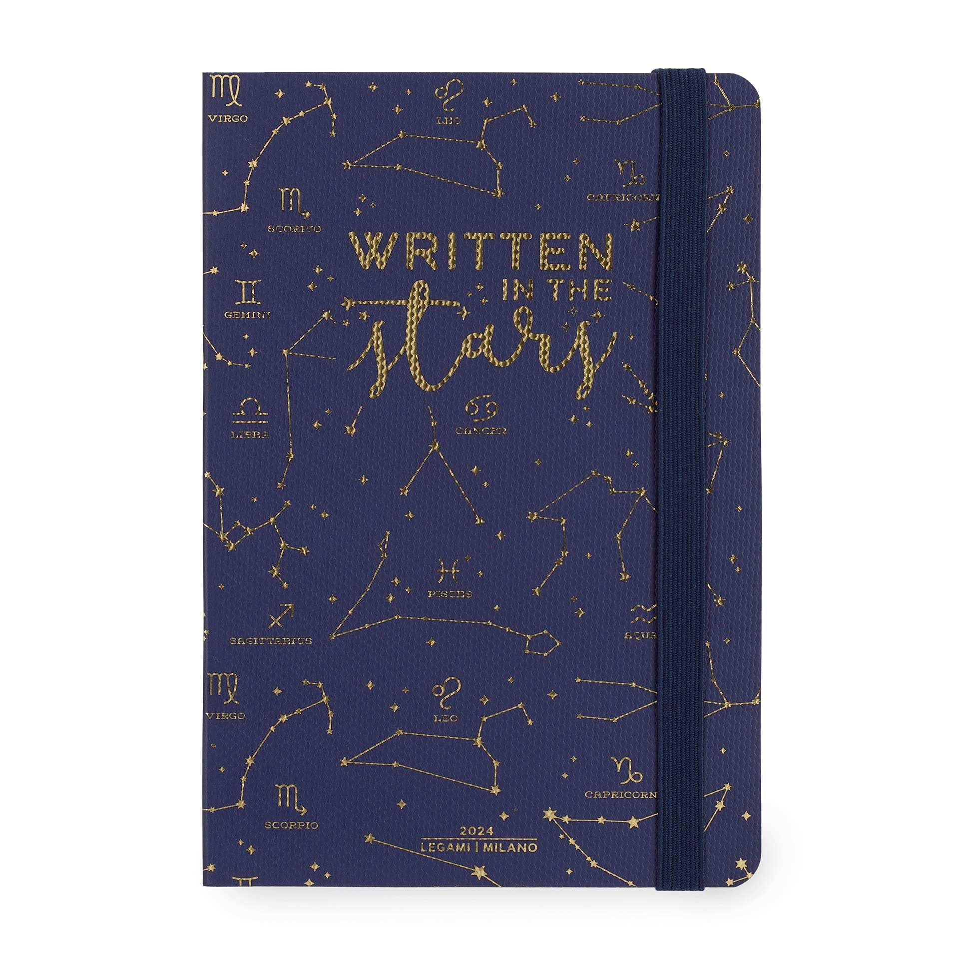 Legami - Medium Weekly Diary with Notebook, 12 Months, January 2024 December 2024, Week Detail on Left Page, Writing Space on Right Page, 12x18cm, Stars Theme