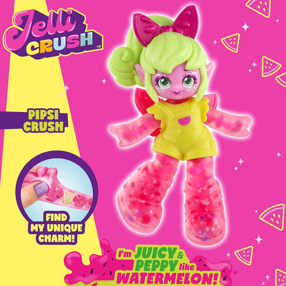Jelli Crush 18507 Pipsi Crush, Squishy, Smooshy, Stretchy Watermelon Pixie Themed Doll with Unique Charm Inside