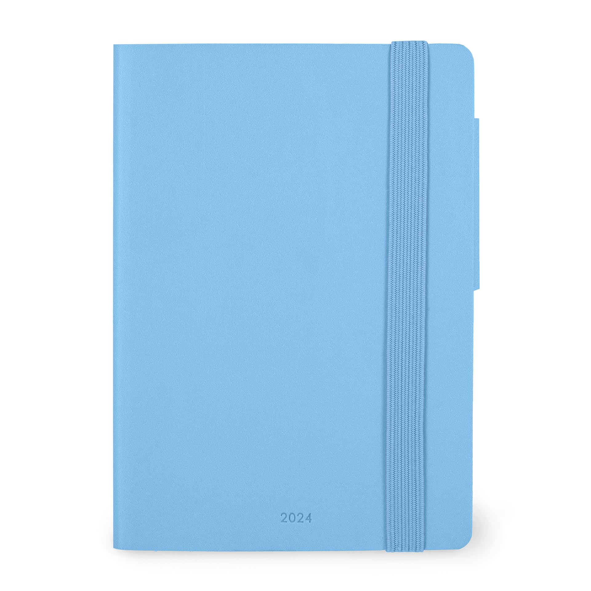 Legami - Small Weekly Calendar, 12 Months, from January 2024 to December 2024, Elastic Closure, Monthly Planner January 2025, Final Pocket, Address Book, 9.5x13.5 cm, Crystal Blue Colour