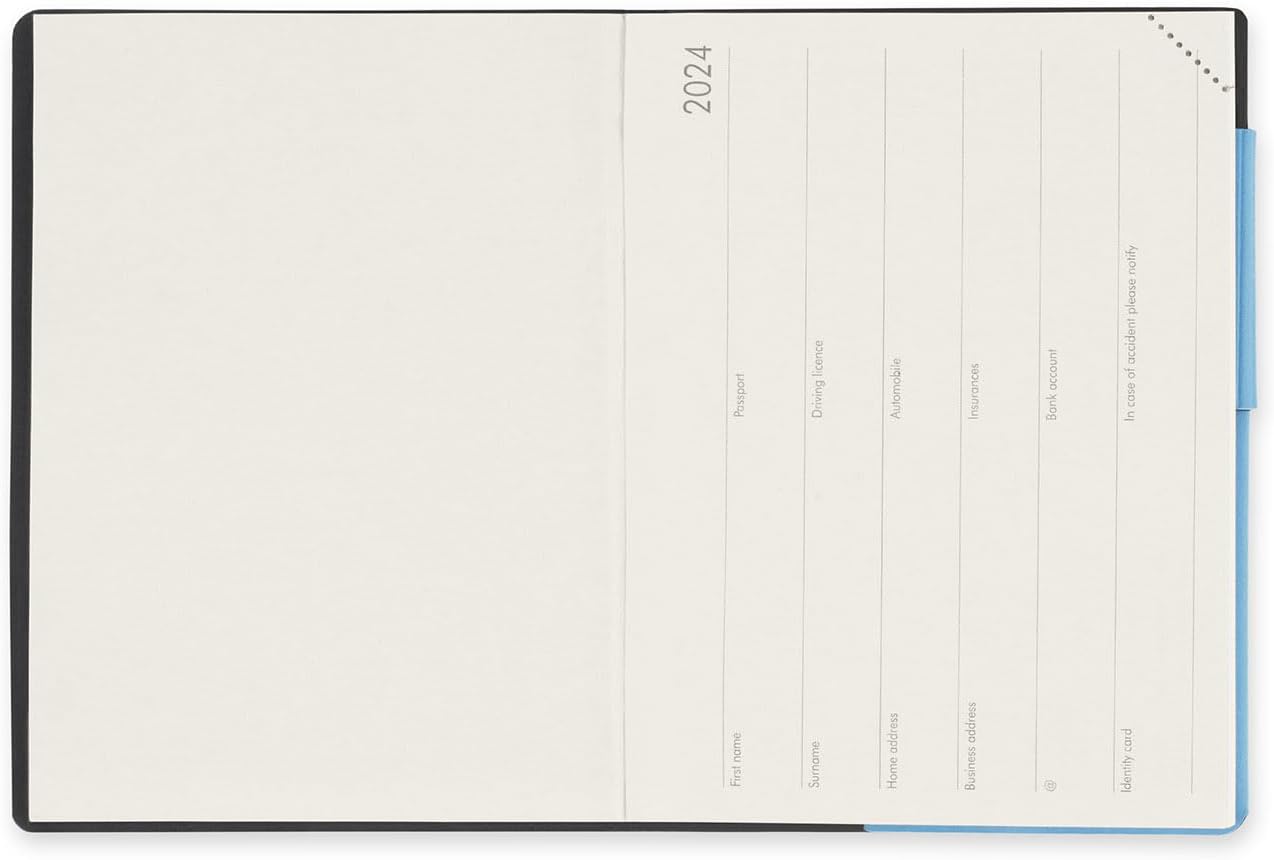 Legami - Small Weekly Calendar, 12 Months, from January 2024 to December 2024, Elastic Closure, Monthly Planner January 2025, Final Pocket, Address Book, 9.5x13.5 cm, Crystal Blue Colour
