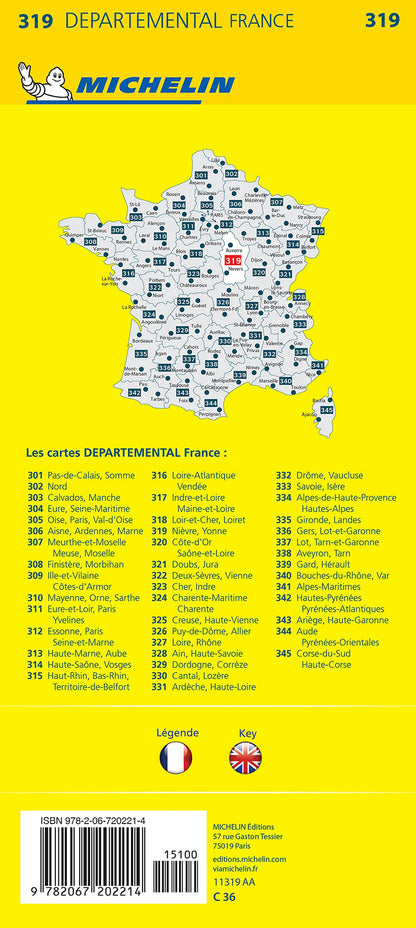 Nievre, Yonne - Michelin Local Map 319