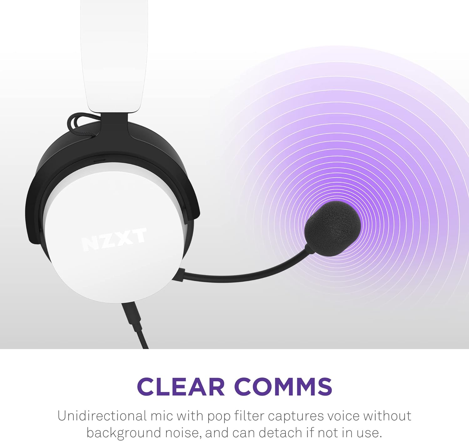NZXT Relay Wired PC Gaming Headset - AP-WCB40-W2 -Hi-Res Audio Certified - DTS Headphone:X - 7.1 Surround Sound - Lightweight & Comfortable Design - Detachable Microphone - CAM Software - White Relay Wired PC Gaming Headset White