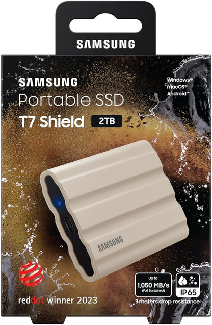 Samsung T7 Shield Portable SSD 2 TB - USB 3.2 Gen.2 External SSD Beige (MU-PE2T0K/EU) 2 TB T7 Shield Beige