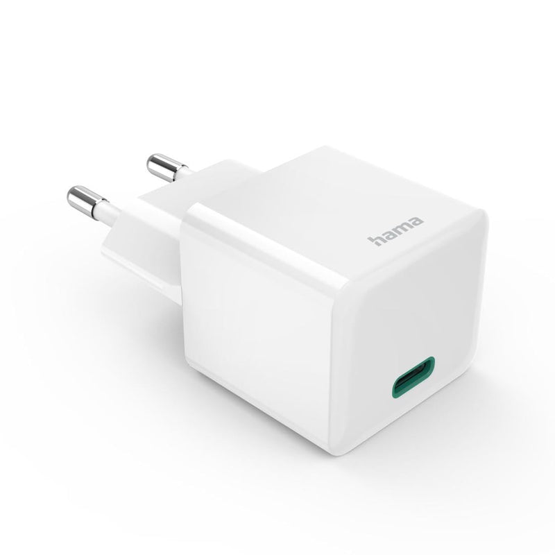 Fast Charger, USB-C, PD/Qualcomm®/GaN, Mini Charger, 30 W, White