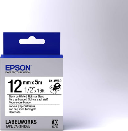 EPSON C53S654024 LabelWorks LK-4WBQ - Black on white - Roll (1.2 cm x 5 m) 1 roll(s) label tape - for LabelWorks LW-1000 LW-300 LW-400 LW-600 LW-700 LW-900 LW-K400 LW-Z700 LW-Z900 - (Consumables > Lab