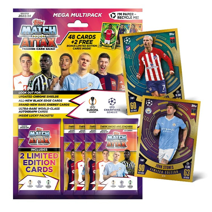 Topps Match Attax 23/24 Mega Multipack Contains 48 Match Attax Cards (4 Packs) Plus 2 Limited Cards