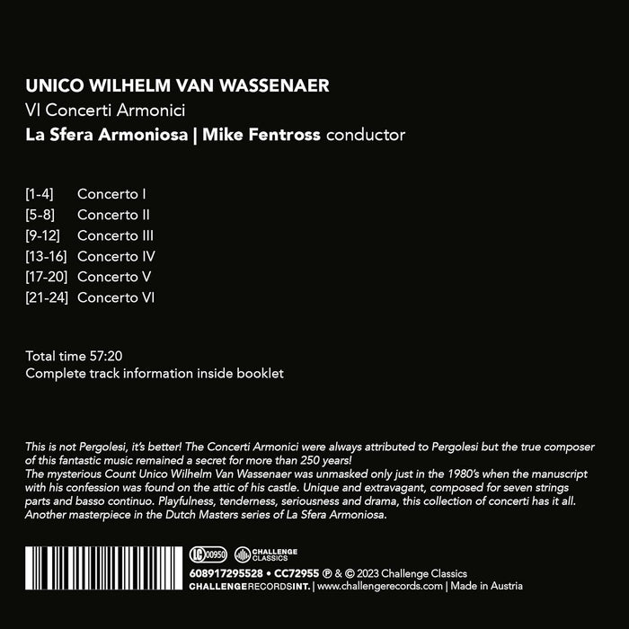 Unico Wilhelm Van Wassenaer: VI Concerti Armonici