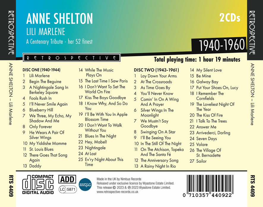 Lili Marlene: A Centenary Tribute: Her 52 Finest 1940-1960