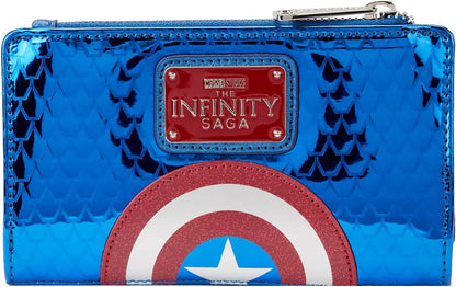 Loungefly Marvel Shine Captain America Coplay Flap Wallet One Size