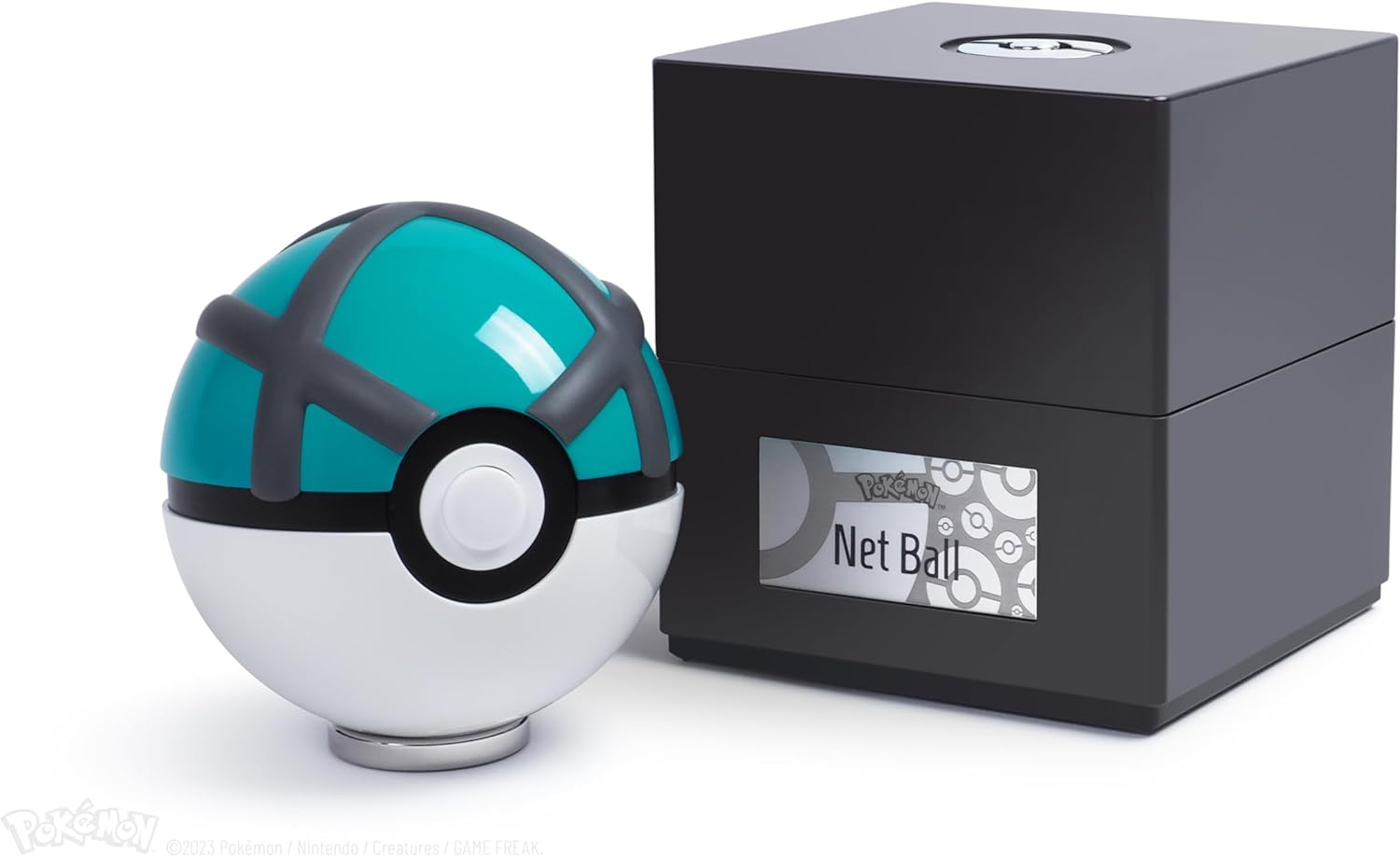 The Wand Company Net Ball Authentic Replica - Realistic, Electronic, Die-Cast Poke Ball with Ball and Display Case Light Features Officially Licensed by Pokemon